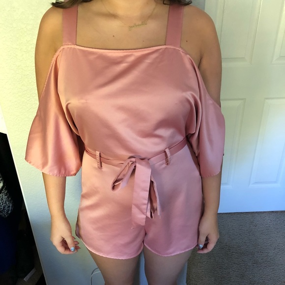 Pink satin romper (rose gold) - Picture 1 of 5